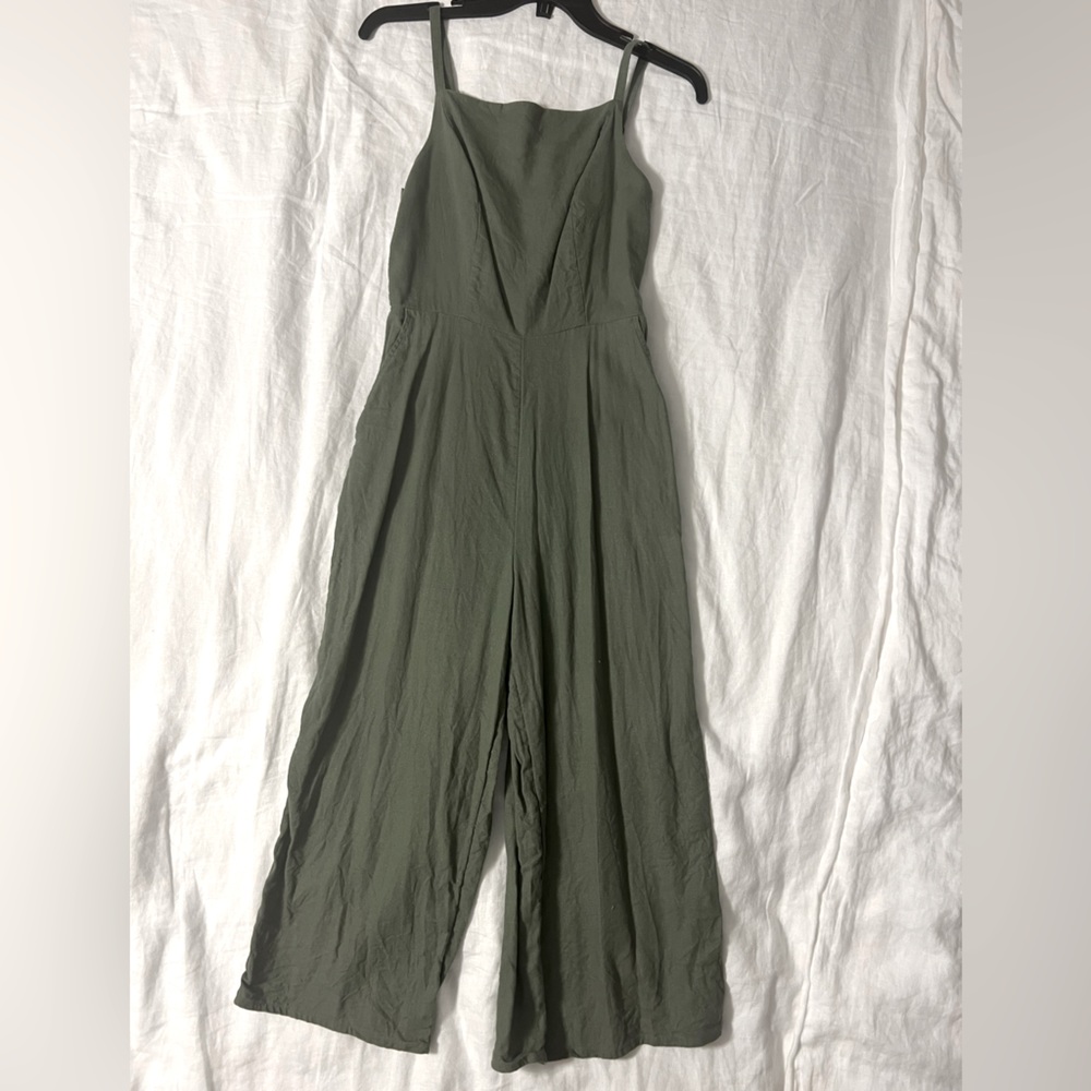 Linen bled cropped jumpsuit